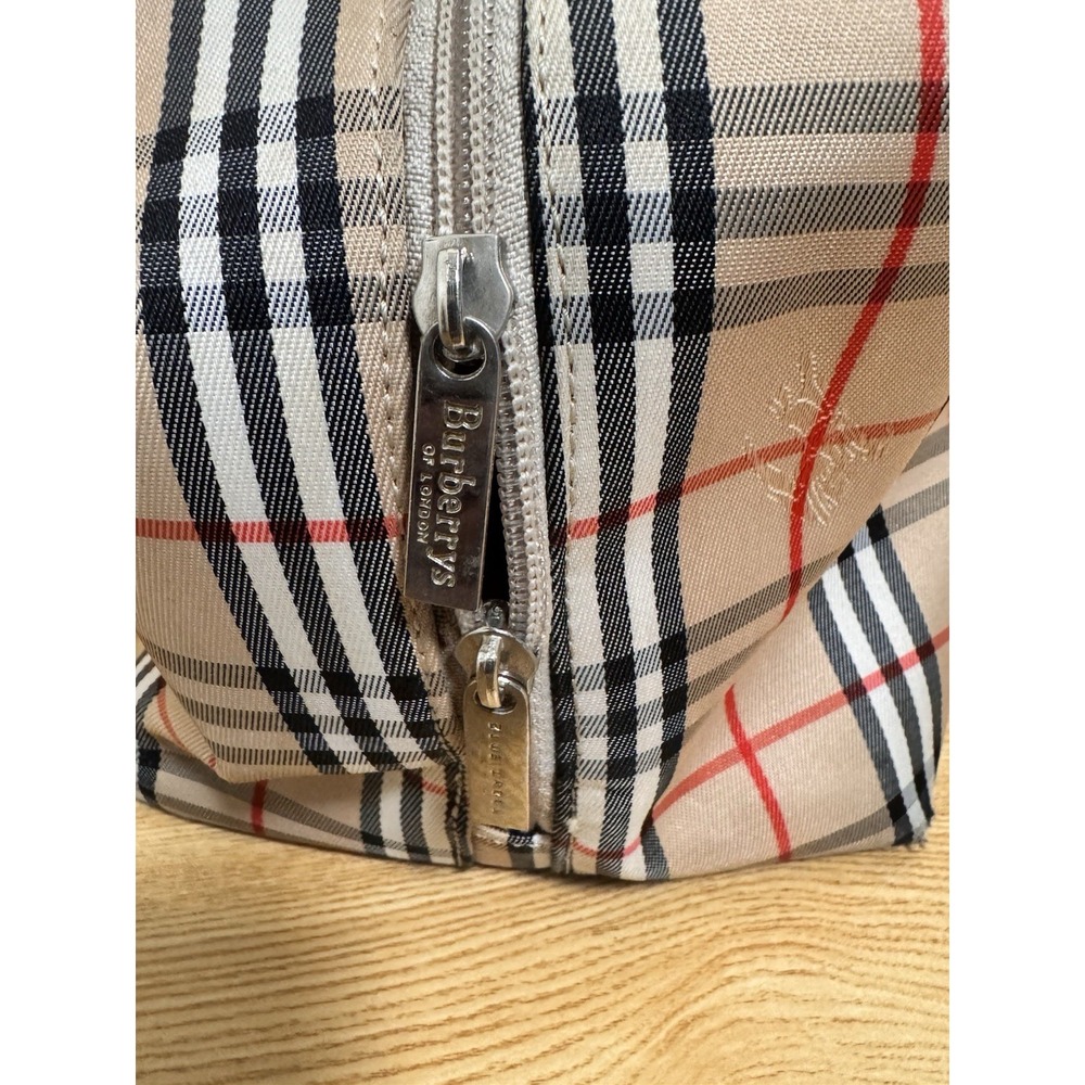 BURBERRYS Of London Nova Check Blue Label Hand Bag Satchel Canvas Beige Silver - Picture 4 of 11
